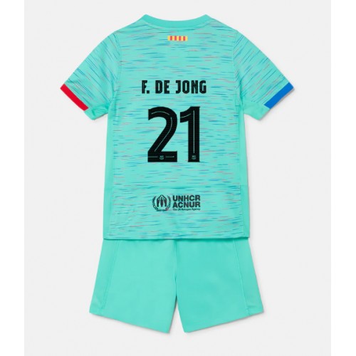 Otroški Nogometni dresi Barcelona Frenkie de Jong #21 Tretji 2023-24 Kratek Rokav (+ Kratke hlače)